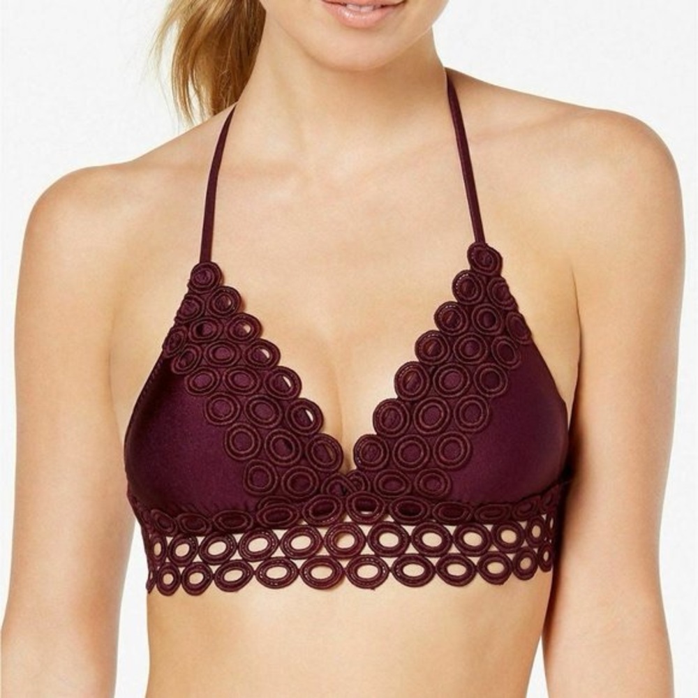 BECCA by Rebecca Virtue Siren Shimmer Ringlet Triangle Halter Bikini Top size M